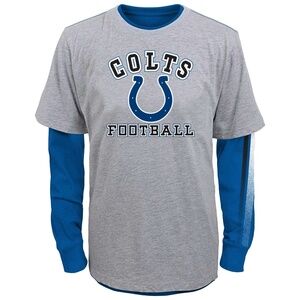 NFL Team Apparel Indianapolis Colts Grey and Blue T-Shirt - 138L/76L